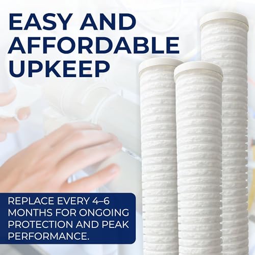 5-Micron Grooved Polypropylene Sediment Replacement Filter & Scale and Corrosion Inhibitor - Compatible with Tankless Water Heaters & Whole-House Water Filtration