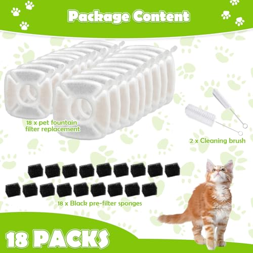 39 Pcs Cat Water Fountain Filters for Veken 95oz (39 Count)