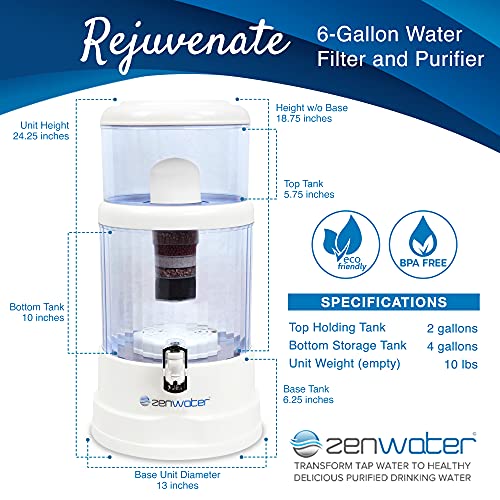 6 Gallon Countertop Gravity Water Filter System