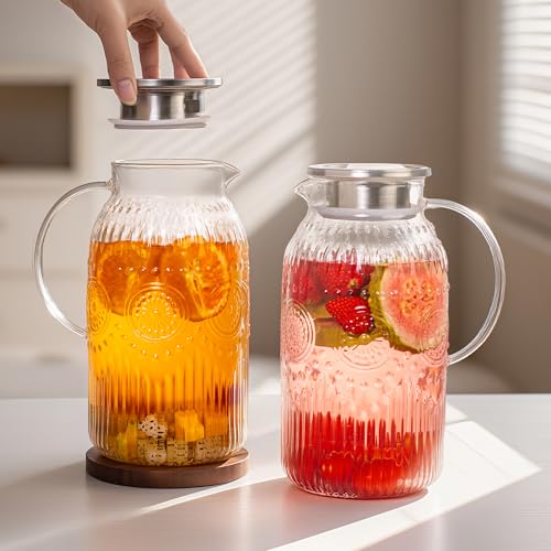 Vintage Glass Pitcher with Lid