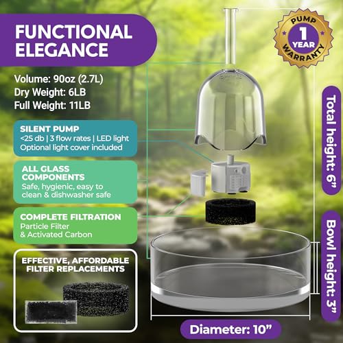 Glass Cat Water Fountain 90oz