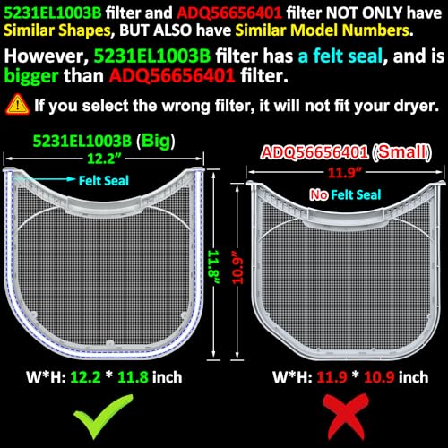 5231EL1003B Lint Filter Replacement for LG & Kenmore Dryers