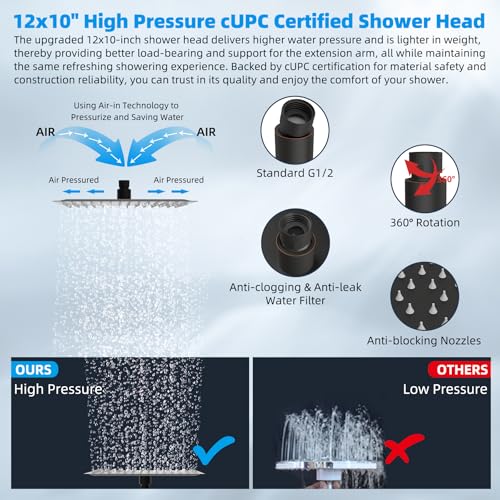 12'' Rain Shower Head with 16'' Extension Arm