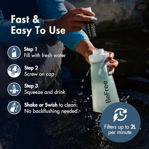 BeFree AC 2 Stage Filter Collapsible Travel Water Bottle 1L
