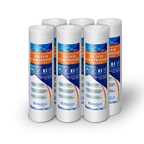 6 Grooved 1 Micron Sediment Water Filter Cartridges 10"x 2.5"