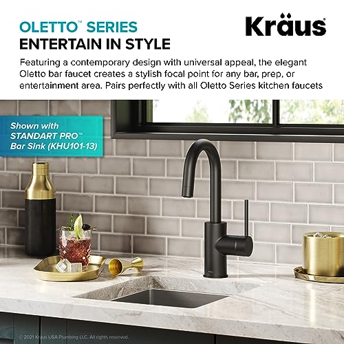 Oletto Single Handle Kitchen Bar Faucet with QuickDock Top Mount Installation Assembly in Matte Black