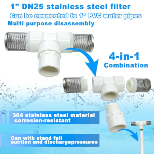 1" T Strainers steel filter cover connected to 1" PVC DN25 water pipe