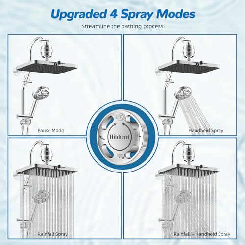 5 spray Dual Filtered Rainfall Shower Head with 10 Spray Handheld