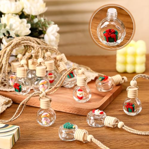 80 Pcs Hanging Car Air Freshener Car Diffuser Bottles Bulk Christmas Empty Glass Perfume Bottle Freshener Clear Diffuser Bottle Pendant for Essential Oil Fragrance Aromatherapy Bottles Ornament (80 Count)