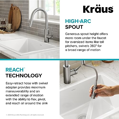 Chrome 15 in Single Handle Pull Down Kitchen Faucet KPF