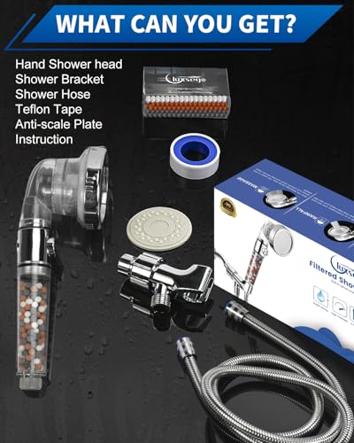 Filtered Shower Head for Hard Water with Stop