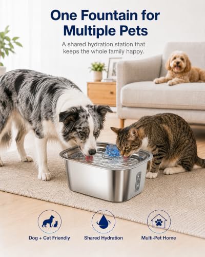 2.1 Gallon Stainless Steel Dog Water Fountain for Large Dogs (386 Fl Oz)
