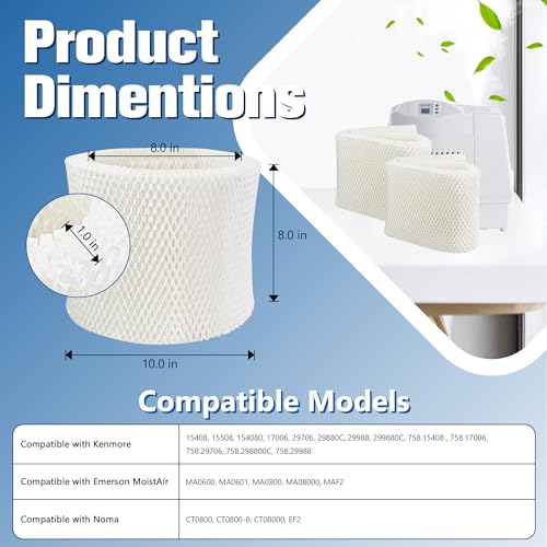 MAF2 Humidifier Wick Filter Replacement for AIRCARE Esscik Air MiostAIR (2 Count)