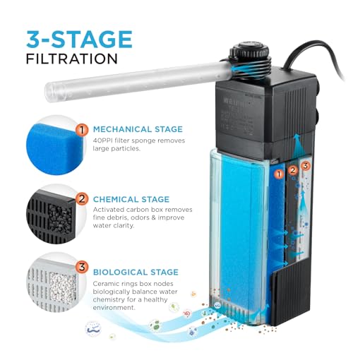 Submersible Internal Aquarium Fish Tank Filter 10~20 Gallon Tank