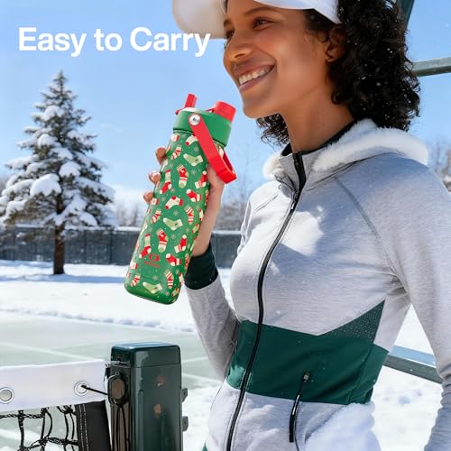 Christmas Insulated Water Bottle with Straw