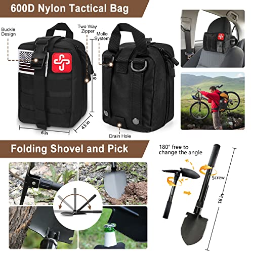 238 Pcs Emergency Survival Kit with First Aid Kit and Molle Pouch