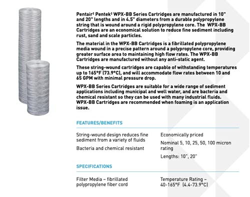 Pentair Pentek WPX100BB20P Big Blue Sediment Water Filter