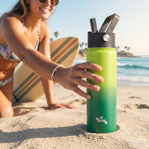 18 oz Insulated Stainless Steel Water Bottle with Straw Lid
