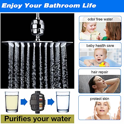 15 Stage Shower Head Filter Water Filter for Hard Water Silver