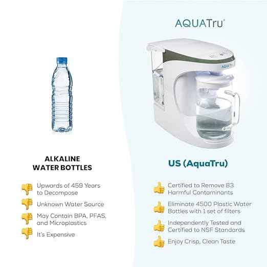 AquaTru Carafe Alkaline Countertop Water Purifier | Certified 4-Stage RO System Removes 84 Contaminants Including Forever Chemicals, Lead & Fluoride | Adds Healthy Minerals | No Plumbing