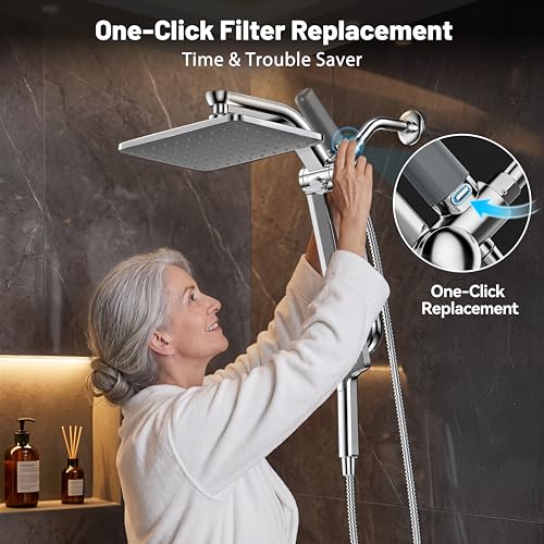 Dual Filtered Rainfall Handheld Showerhead Spray Combo with 7 Modes