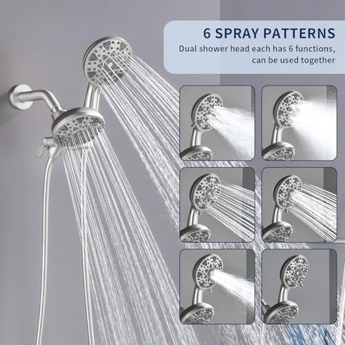 Shower Faucet Set Complete Shower Kit Dual Shower Head and Handheld 2 in 1 Combo Set Shower System Shower Trim Kit Combo Set Shower Fixtures