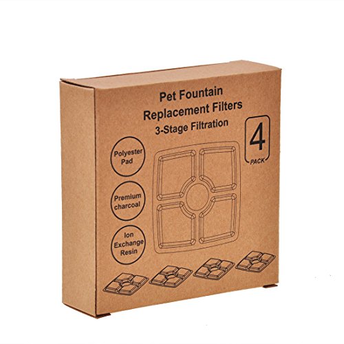 4 Packs Cat Fountain Filter Flower Pet Fountain Replacement Filters Activated Carbon Water Dispenser Filters (4 Count)
