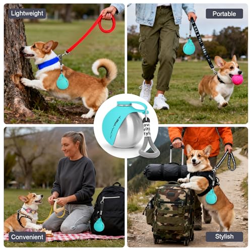 Portable Dog Water Bottle 10oz Stainless Steel Travel Dog Water Dispenser with Bowl No