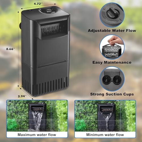 222GPH 10W Turtle Tank Filter Aquarium Filter Power Adjustable 10