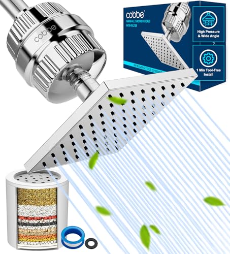 High Pressure Filtered Shower Head with Filters for Hard Water Combo