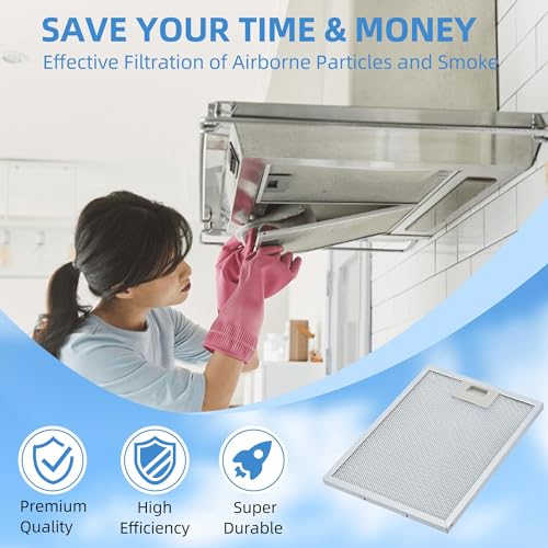 2pcs 12.63X10.23inchs Range Hood Filter Grease Filter Extractor Ventilation Aluminium Aspirator filter Mesh 320x260x9mm (2 Count)