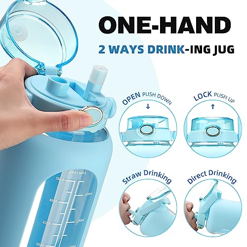 64 oz Glass Water Bottle with 2