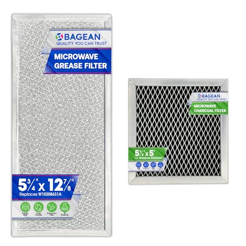 Grease Microwave Vent Filter W10208631A and Charcoal 8206230A Whirlpool Microwave Filter Replacement Combo Pack