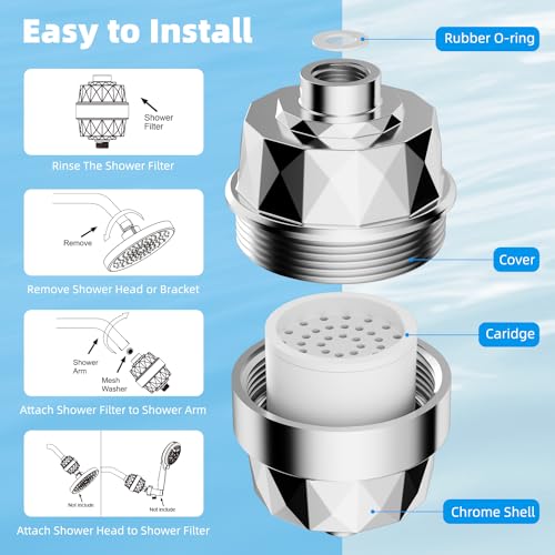 Shower Head Filter with 2 Replaceable Filter Cartridges