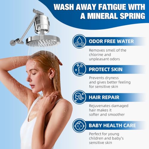 Shower Water Filter for Hard Water with 6 Replacement Cartridges (6 Count)