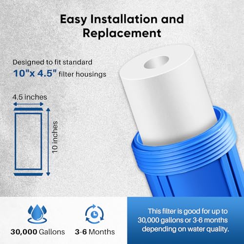 5 Micron 10" x 4.5" Whole House Sediment Home Water Filter Replacement Cartridge for Culligan RFC (3 Count)