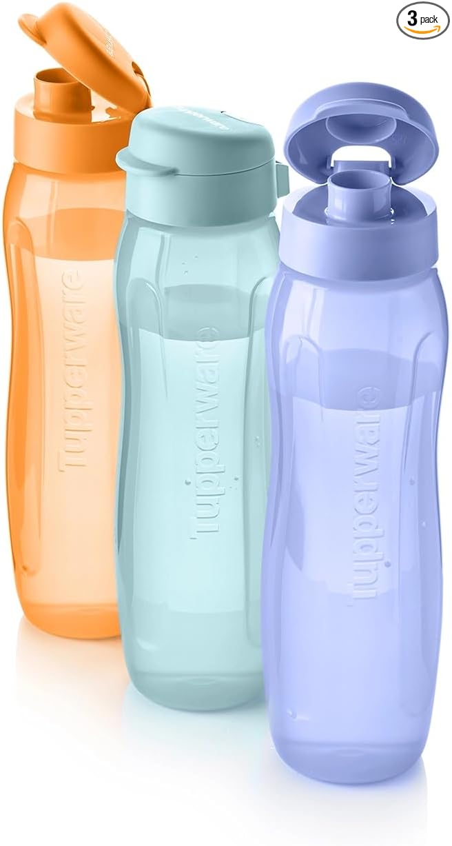 Tupperware Essentials Eco Water Bottle Set - 3 x 750ml Generation 2 - Reusable & Refreshing - Hydration Bottle - BPA-Free - Leak Proof - Ideal for Gym, Sports, Work & School - Stay Hydrated