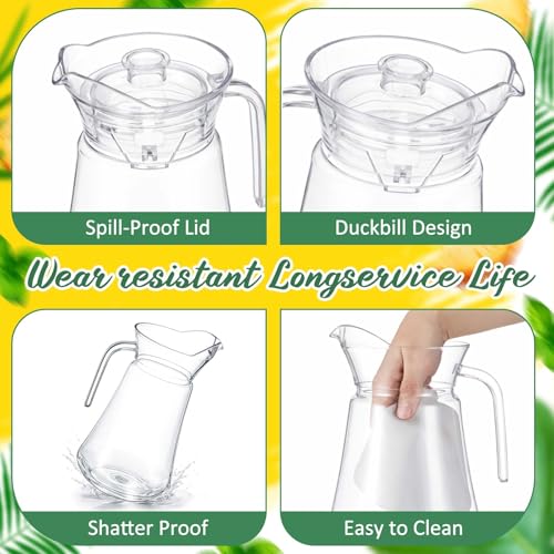 Tessco 6 Pcs Plastic Pitchers 60 Oz Clear Water Beer Jug Large (6 Count)