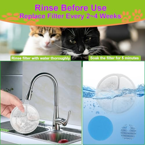 Cat Water Fountain Filter Replacement for Round 2L