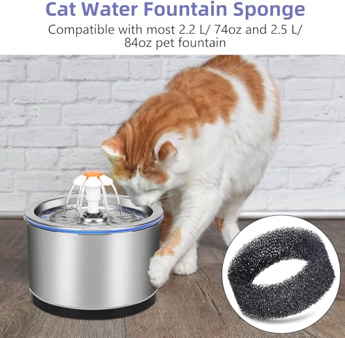 24 PCS Pet Fountain Filter Cat Water Fountain Sponge Cat Fountain Filter Replacement Sponge Foam for 2.2 L 74 OZ (24 Count)