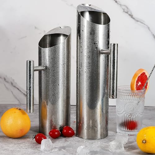 Modern Stainless Steel Water Pitcher Resistant Metal Drink Pitcher with Ice Guard 53 Ounce Polished Serving Jug for Water