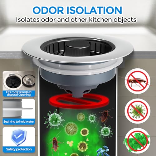 3 in 1 Kitchen Sink Drain Strainer Stopper Removable Basket Pop