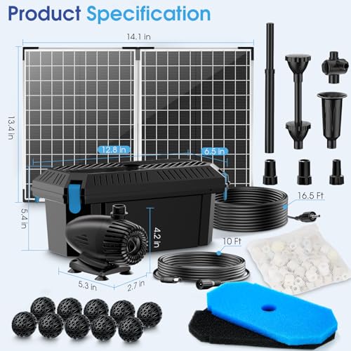 55W Solar Pond Pump with Filter Kit