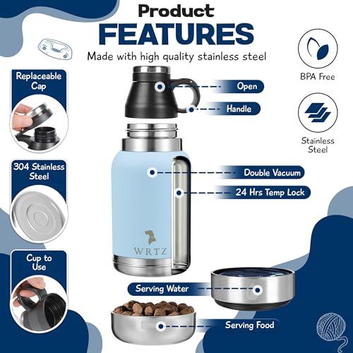 Portable Dog Water Bottle with 2 Removable Water Bowls for Dogs