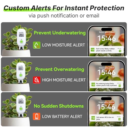 Smart Digital Wireless Plant Moisture Meter Houseplants Indoor WiFi Hub Kit with Low