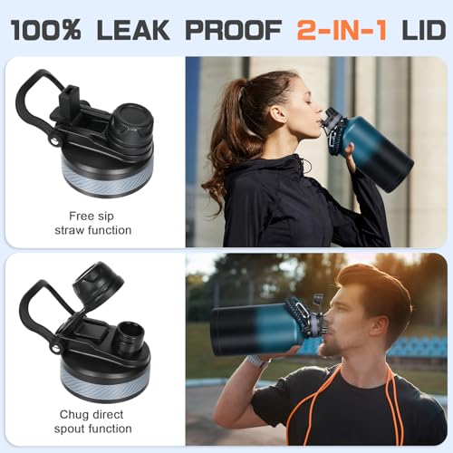 1 Gallon Water Bottle Insulated 128oz Stainless Steel Jug
