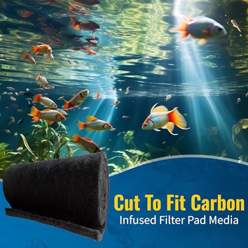Pack of 2 Cut to Fit Carbon Infused Filter Pad Media for Clean & Clear Fish Tank and Ponds