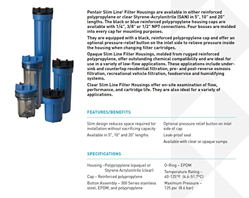 Pentair Pentek 158007 Traditional Slim Line Filter Housing