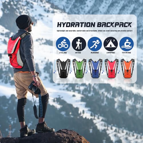 5 Pcs Hydration Backpack Pack with 5 Pcs 2l Water Bladder Lightweight Water Backpack for Men Women Running Cycling Biking Climbing Hiking
