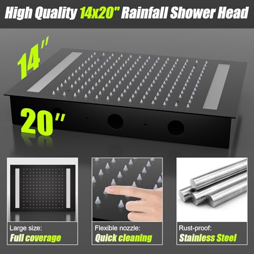 14x20 Inch LED Rainfall Shower Head